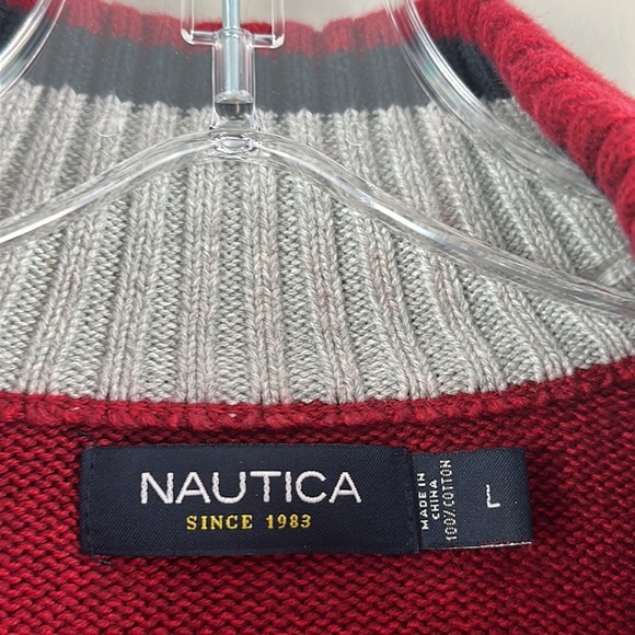 Nautica Ribbed Knit Henley Sweater Size Large 100% Cotton - Picture 6 of 12